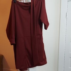 Elegant Burgundy Dress with Belt